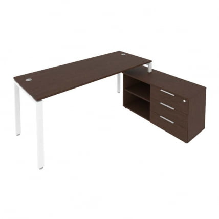 Рабочая станция на П-образном м/к с опорной тумбой правая Metal System Б.РС-СТС-2.5 Пр Венге/Белый_0