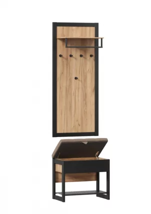 Вешалка с банкеткой Техно ЛД 02 Дуб Золотой Черный_1