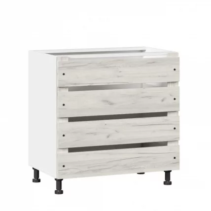 Тумба кухонная 800 с 2 ящиками ЛЮКС (4) Винченца ЛД 234.920.000.018 Тип 2 Белый Дуб Крафт белый_0