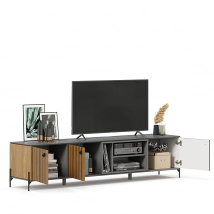 Тумба ТВ 2000 Элиот ЛД 414.010.000 Оникс Серый/Орех фактурный_1