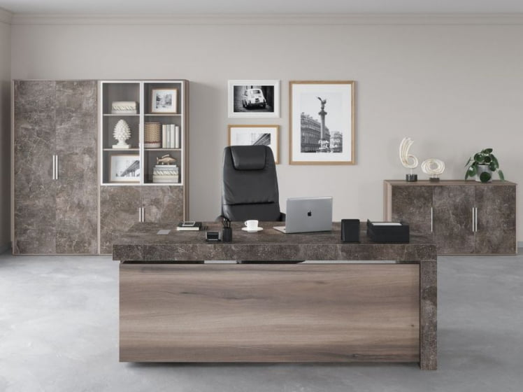 Кабинет руководителя B-TONE №4 Вяз Бетон темный_0