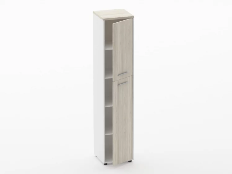 Шкаф 4 узкий закрытый Deka 10.19.14Пр Дуб Сантана светлый/Белый_1