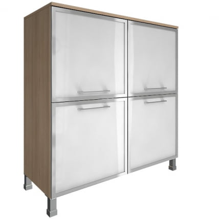 Шкаф четырехсекционный со стеклом в раме YALTA LT-SD1.2R  white  Снежная Платина_0