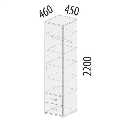 Шкаф-пенал (прав) Эверест 500.22 Дуб Кронберг/Белый шпон_1