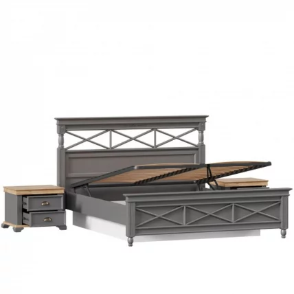 Кровать двуспальная 1600 с подъемным механизмом и тумбами Амели Оникс серый_2
