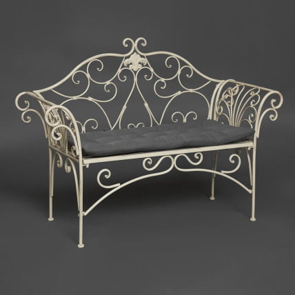 Скамья Secret de Maison BEAUJOLAIS + подушка (mod. PL08-8574) металл, 136х46х96см, белый антик (antique white)_3