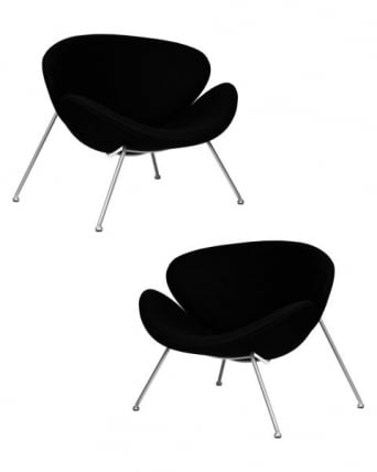Кресло дизайнерское DOBRIN EMILY (черный ткань AF9, хромированная сталь) 2 шт_0