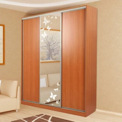 Шкаф-купе Бассо 1-600 бабочки Вишня оксфорд_1