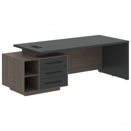 Стол руководителя левый VELION VCT 2390 L Яшма черный Дуб Сильвер_0