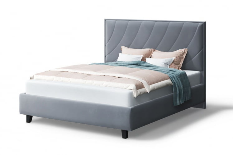 Кровать СОФИЯ 2000*1400мм (на опорах), велюр NEO 25 (серый), (б/основания, б/матраса)_0
