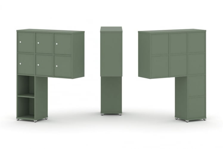 Надставка на стол высокая односторонняя + задняя стенка (8 шт.) + распашной фасад (6 шт.) CONCEPT CN.ONV-008 Кобо Белый металл_0