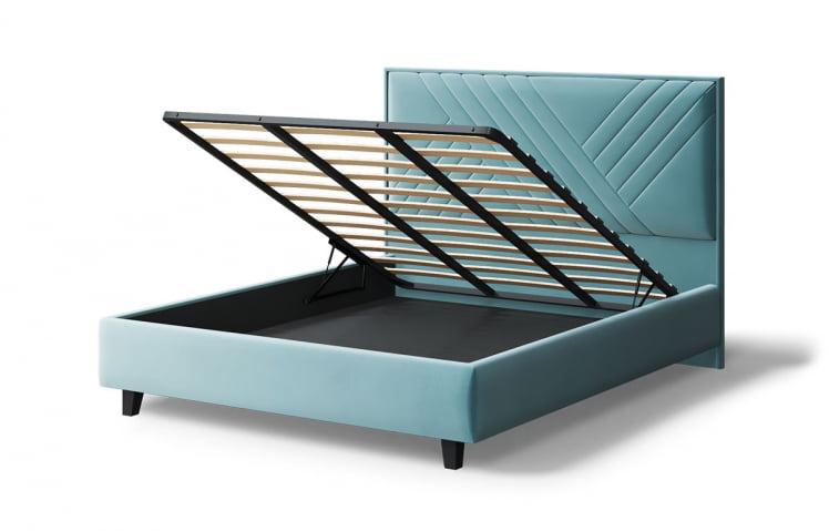 Кровать МИРА 2000*1200мм (на опорах), велюр NEO 22 (бирюзовый), (б/основания, б/матраса)_3