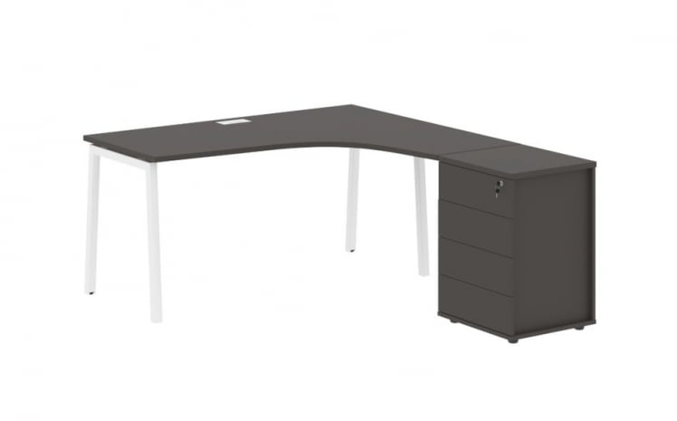 Стол эргономичный с тумбой (правый) EDIS ELCET 1518 R Мокко Белый_0