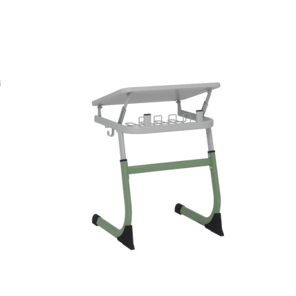 Парта одноместная регулируемая по высоте СМАРТЙ 600х500 с углом наклона столешницы (рост 3-5) Оливковый/Серый / SMARTY_1