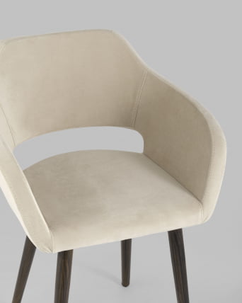 Стул с подлокотниками Саймон велюр Бежевый_7