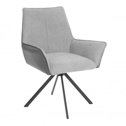Кресло Murano/Мурано опора 360, велюр/букле (HYP)/Экокожа, светло-серый/графит_0