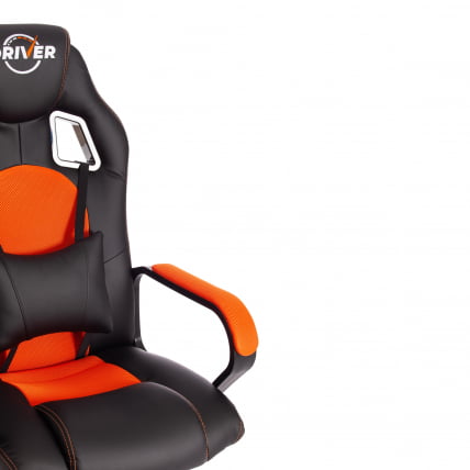 Кресло DRIVER (22) кож/зам/ткань, черный/оранжевый, 36-6/TW-07_9