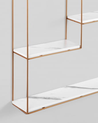 Полка Square золотая Белый мрамор_5
