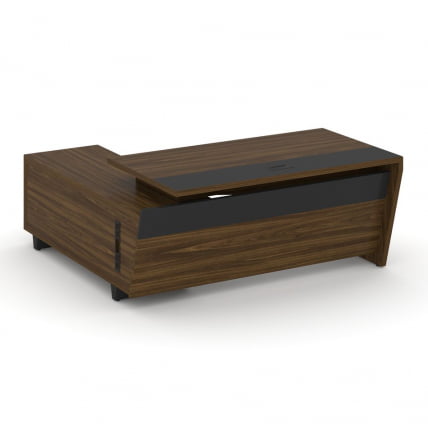 Стол руководителя с опорной тумбой, правый Corner COR.SRT-18(R) Орех Лоренцо Графит_0