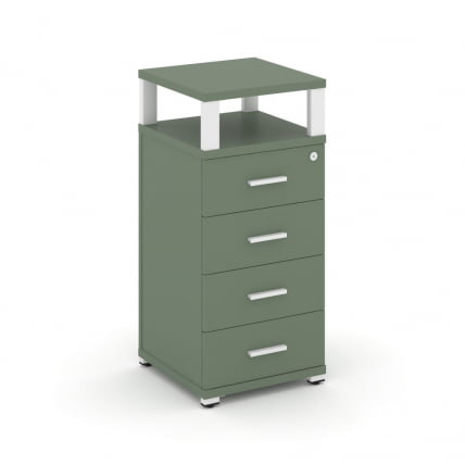 Тумба приставная с 4-мя ящиками и надставкой CONCEPT CN.TUO-003 B/W Кобо Белый_0