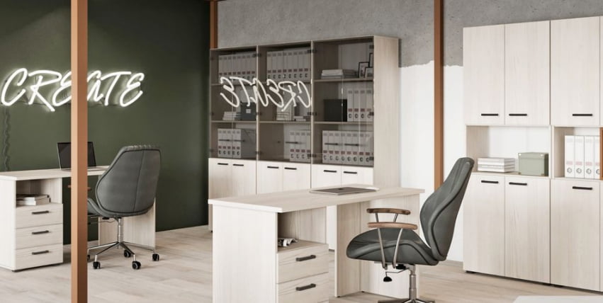 Двери средние стеклянные LEMO L-022 Серый_1