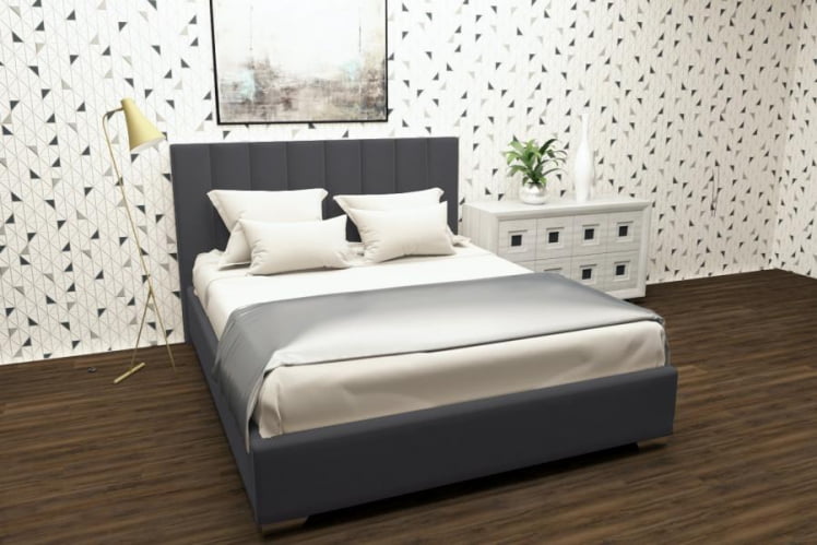 Мягкая интерьерная кровать Терра с ортопедическим основанием Цвет фасада: Светло серый; Материал фасада: Металл/Велюр; Спальное место: 900х2000 мм_0