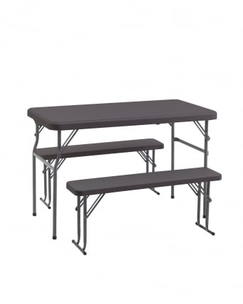 Комплект раскладного стола и двух скамеек Кейт коричневый_5