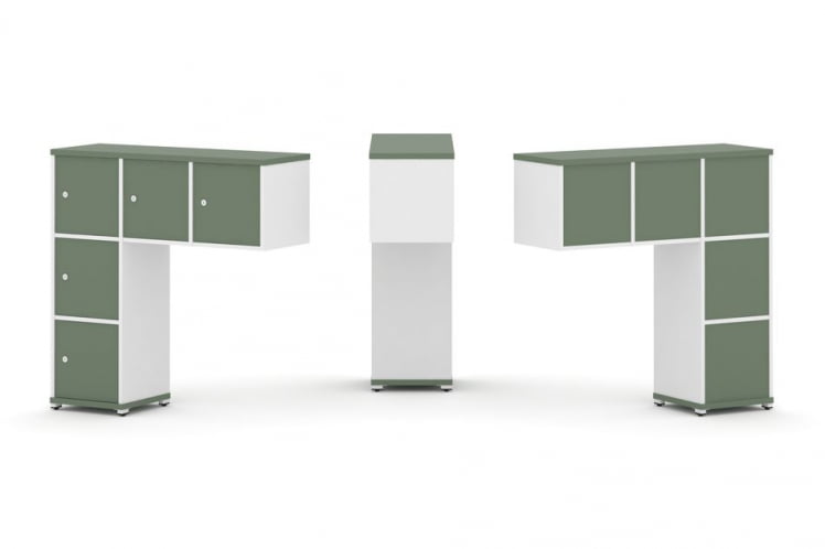 Надставка на стол низкая односторонняя + задняя стенка (5 шт.) + распашной фасад (5 шт.) CONCEPT CN.ONN-007 Кобо Белый бриллиант Белый металл_0