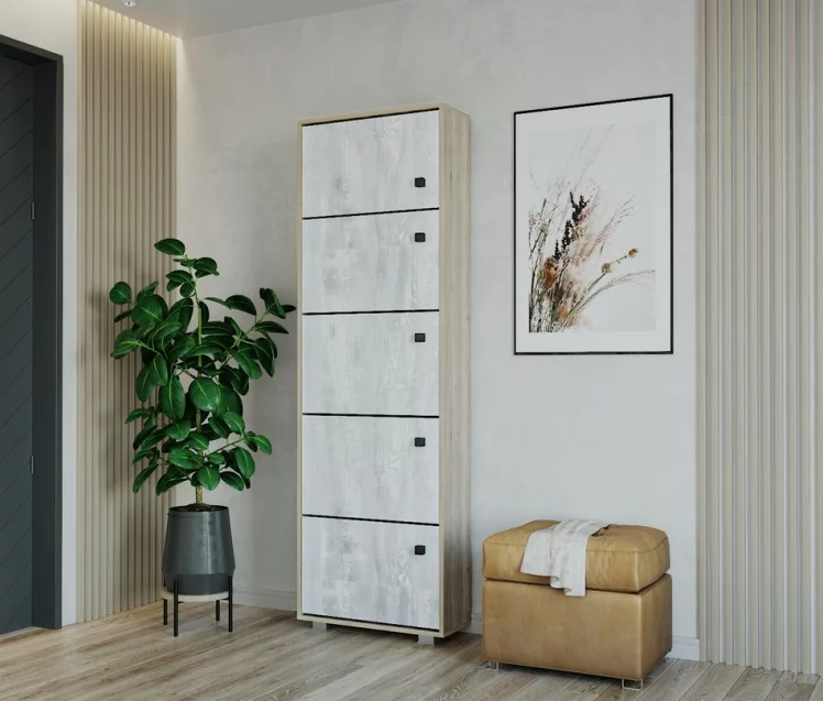 Обувница 5 без зеркала Пайн ПП 8 Дуб Ривьера Бетон Пайн_0