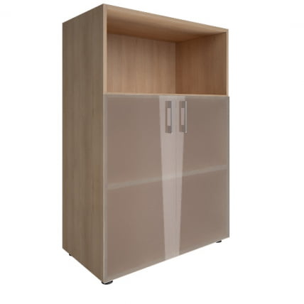 Шкаф книжный средний со стеклом без топа YALTA LT-ST 2.2 Снежная Патина_0