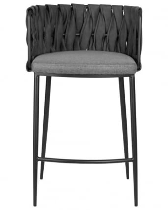 Стул барный ДОБРИН АМЕЛИА (серая ткань (Ф-48), темно-серый винтажный ПУ (МФ-12)) 4 шт / DOBRIN AMELIA (F-48), PU (MF-12))_6