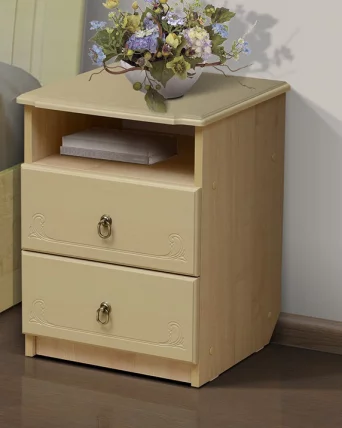 Тумба прикроватная Ивушка-5 с выдвижными ящиками  Дуб беленый Туя светлая_1