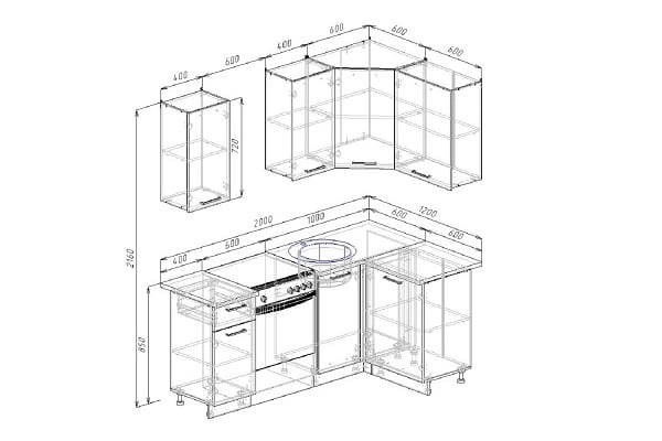 Гарнитур кухонный угловой 2000 Руанда 2000х1200_1