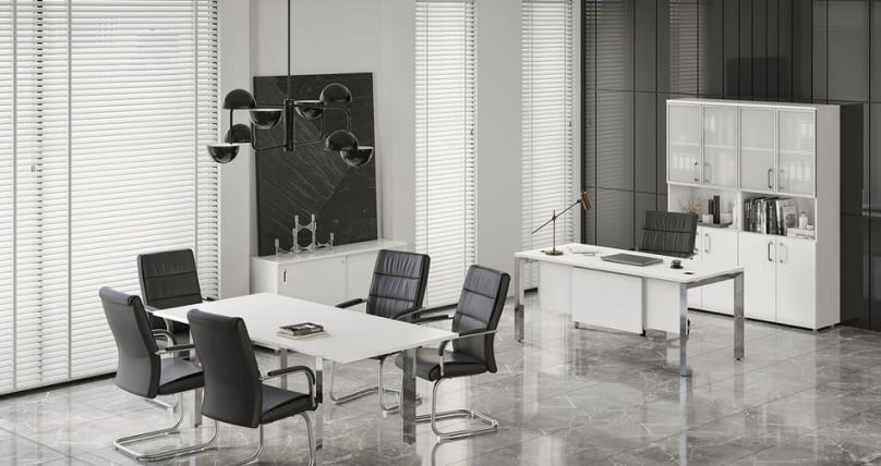 Стол рабочий руководителя на О-образном м/к ONIX DIRECT LUX M-O.MO-SRR-3.8 Белый бриллиант_1