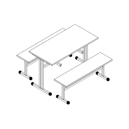 Стол обеденный 6-и местный с двумя подвесными скамьями АЛц.СТШС-6_1