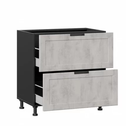 Тумба кухонная 800 с 2 ящиками ЛЮКС (4) Джамис ЛД 296.150.000.052 Черный Белый камень_1