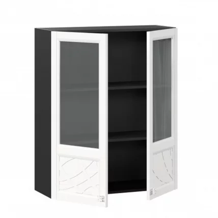 Шкаф кухонный 800 высокий со стеклом Джулия ЛД 284.460.000.072 Черный Белый_1