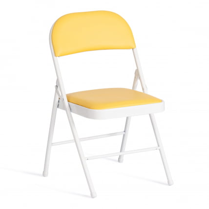 Стул складной FOLDER (mod. 3022G) каркас: металл, сиденье/спинка: экокожа, 46.5 х 47.5 х 79 см, yellow (желтый) / white (белый)_0