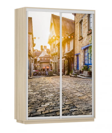 Шкаф-купе двухдверный Экспресс Дуо 1400х2200h Улица/Ясень шимо светлый_0