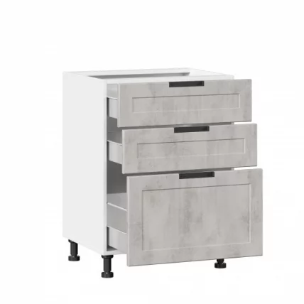Тумба кухонная 600 с 3 ящиками (4) Джамис ЛД 296.140.000.009 Белый Белый камень_1