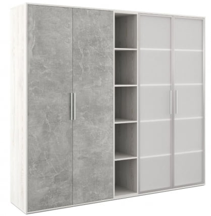 Шкаф высокий 4 створки, с нишей B-TONE BTN36153531 Сосна Бетон светлый_0