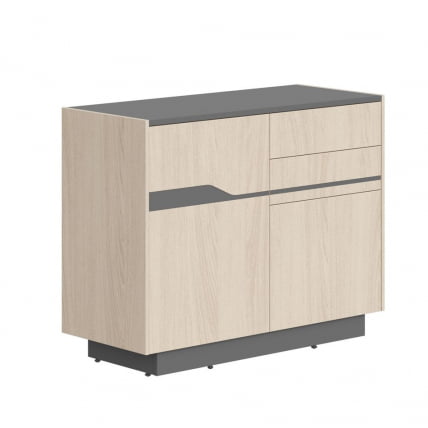 Комод с распашной дверью и 4 ящиками Line СФ-572102 Дуб светлый Черный графит_0