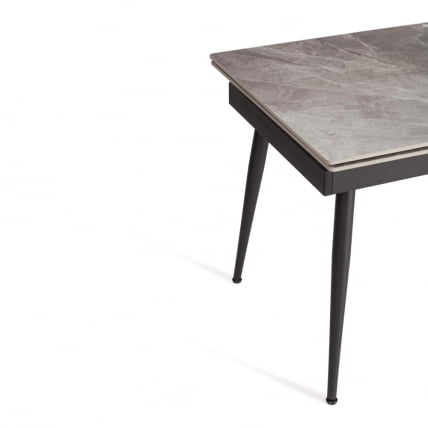 Стол обеденный Lord Grey/Лорд Грей столешница керамика (глянцевая) / опоры металл, серый/черный, (120+30+30)x80x75 см_1