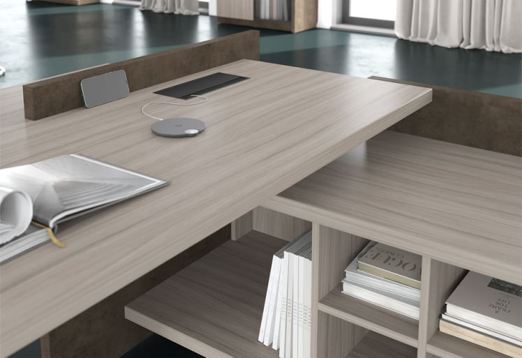 Стол руководителя левый WOOD&STONE СФ-531211 Дрифтвуд Бетон Чикаго темный_3