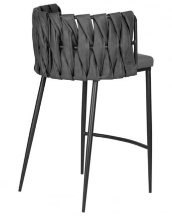 Стул барный ДОБРИН АМЕЛИА (серая ткань (Ф-48), темно-серый винтажный ПУ (МФ-12)) 4 шт / DOBRIN AMELIA (F-48), PU (MF-12))_4