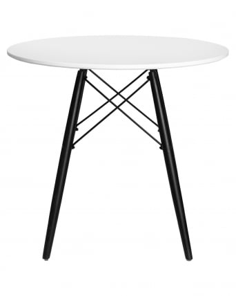 Стол обеденный DOBRIN CHELSEA 80 BLACK (столешница белая, основание черное)_1