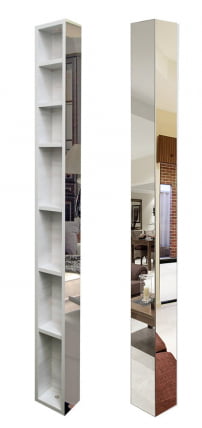 Поворотный зеркальный шкаф Иглу Шелф Беленный дуб_0