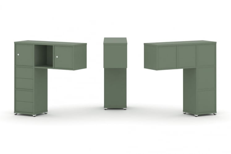 Надставка на стол низкая односторонняя + задняя стенка (5шт.) + блок с 2-мя ящиками (2шт.) + распашной фасад (2 шт.) CONCEPT CN.ONN-004 Кобо Белый металл_0