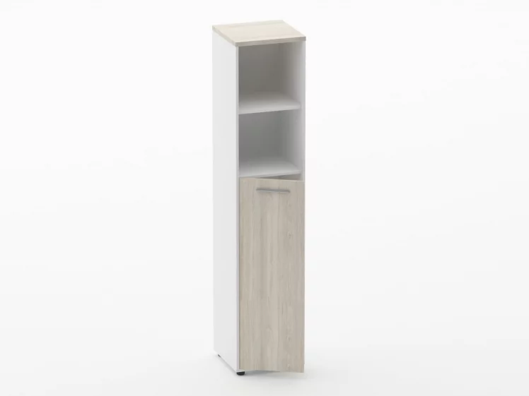Шкаф 4 узкий  2 полки открытые, 3 полки закрытые Deka 10.19.13Л Дуб Сантана светлый/Белый_1