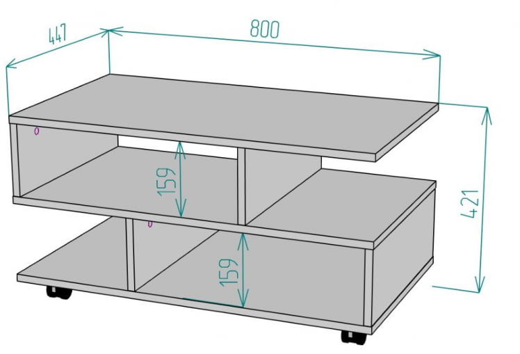 Стол журнальный TC21 421х800х447 (Графит)_1